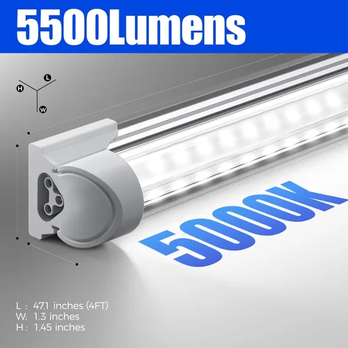 Miniatura 3 de Barrina T8 Luz LED para Taller 4 Pies, 40W 5500LM 5000K, Cubierta Transparente, Luces de Techo para Garaje, Lámpara LED en Forma de V, Luces