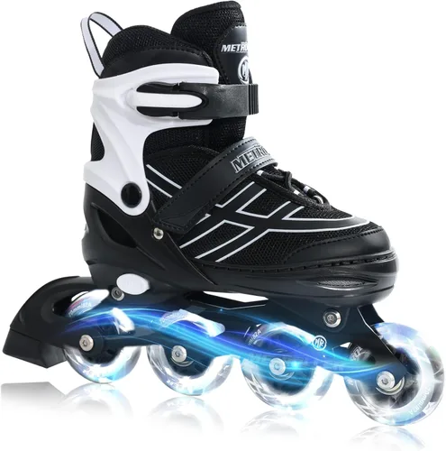 METROLLER Patines en línea para niñas y niños Edades 5-8 8-12 Patines en línea ajustables con ruedas iluminadas Patines en línea para jóvenes y