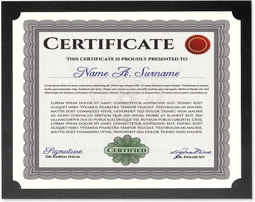 Miniatura 2 de Portatarjetas para certificados, color negro liso, juego de 10, 9-1/2" x 12" plegado con esquinas troqueladas en 80 lb