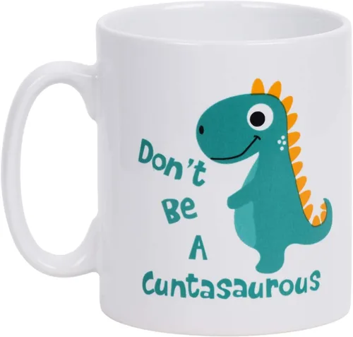 BLEUM CADE Taza de café con texto en inglés «Don't be a Cuntasauro», taza de té con palabras divertidas, regalo novedoso, taza de cerámica blanca