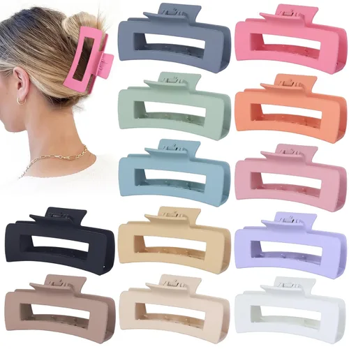 Miniatura 13 de Sisiaipu Accesorios para el cabello grandes de 4.1 pulgadas, 12 pinzas cuadradas grandes para cabello grueso, clips a granel jumbo para mujeres