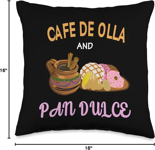 Miniatura 4 de Funny Cafecito Mexican Concha Cafe de Olla and Pan Dulce Cafecito Mexican Concha - Almohada de 16 x 16 pulgadas, multicolor