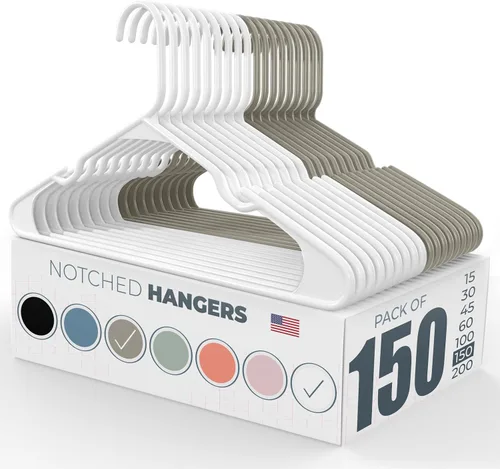 Miniatura 18 de Perchas de plástico gris para ropa Paquete de 200 unidades disponibles para 15, 30, 45, 60, 100, 150, 200 unidades, perchas de plástico