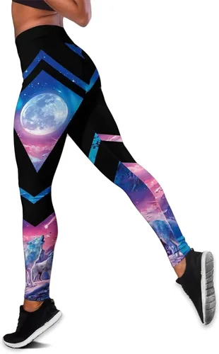 Miniatura 3 de Conjunto de dos piezas con estampado 3D y camiseta sin mangas con estampado en 3D para mujer, color nube, luna y lobo blanco