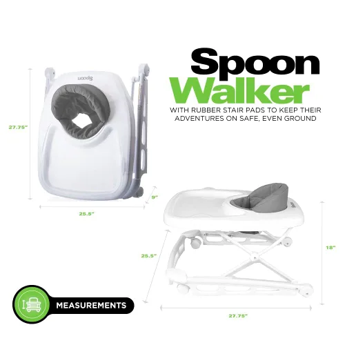 Miniatura 7 de Andadera Joovy Spoon con centro de actividades para bebé con tres alturas ajustables, bandeja extra grande y capacidad de peso de 13.6 kg - Carbón