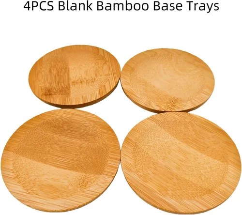 Miniatura 4 de 4 posavasos de bambú de mosaico para manualidades, bandejas de base en blanco, posavasos para beber, posavasos para plantas, placa de arte