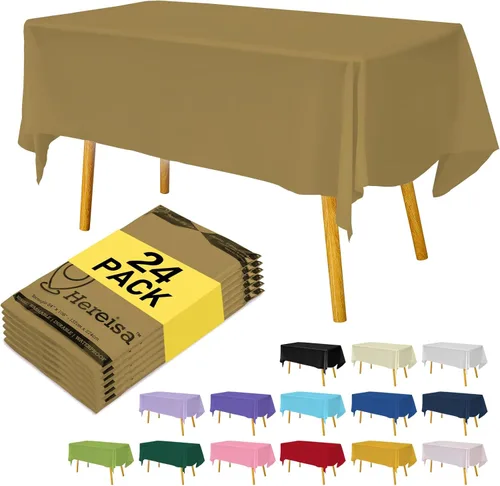 Miniatura 19 de Paquete de 3 manteles de plástico desechables de 54 x 108 pulgadas, manteles de color blanco hueso, manteles de fiesta nupcial para fiestas