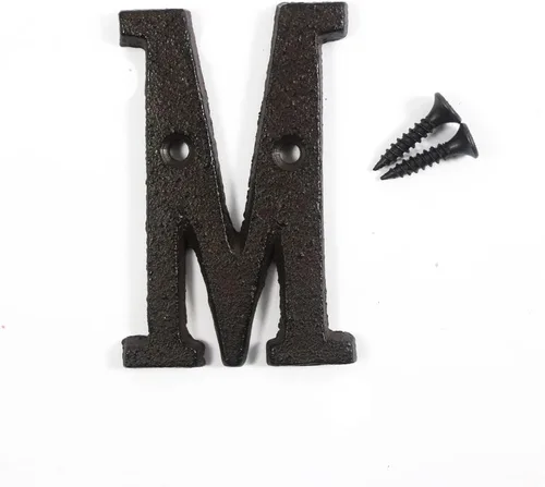 Miniatura 14 de Letras del abecedario de 3" en metal de hierro fundido decorativas, estilo clásico, para colgar letreros de pared, dirección, nombre, letrero