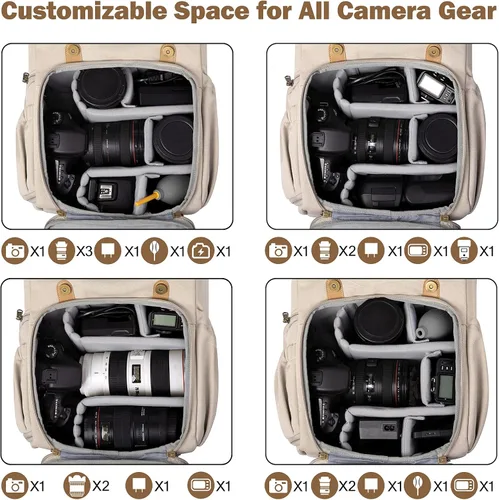 Miniatura 3 de BAGSMART Mochila para cámara, bolsa para cámara DSLR, mochila impermeable para fotógrafos, compatible con laptop de hasta 15 pulgadas con cubierta