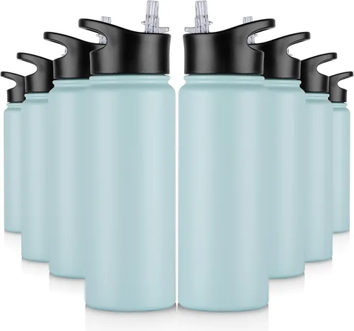 Miniatura 77 de Botella de agua aislada de 64 onzas con tapas de pajita y boquilla, jarra de agua de acero inoxidable de medio galón con mango de paracord, vacío