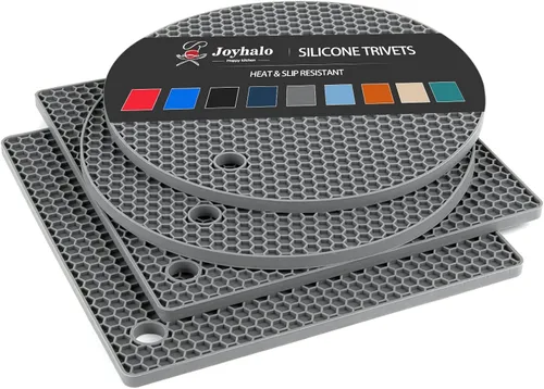 Joyhalo Salvamanteles para platos calientes, almohadillas calientes para cocina, soportes de silicona para ollas y sartenes calientes, alfombrillas