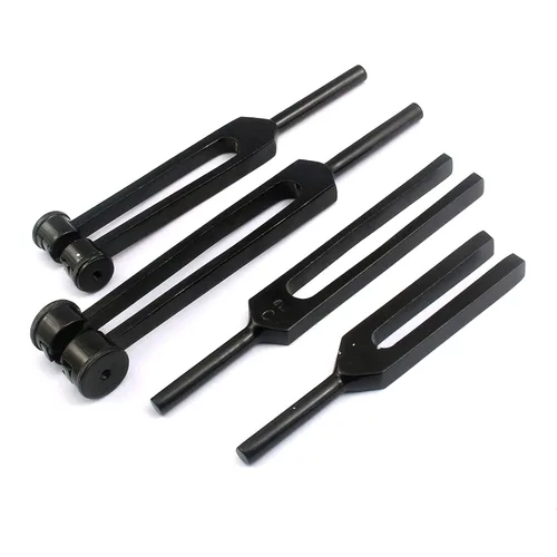 Juego de 4 diapasones portátiles para sintonizar música, 128 Hz, 256 Hz, 512 Hz, 1024 Hz, sistema nervioso negro, diapasones de prueba de grado