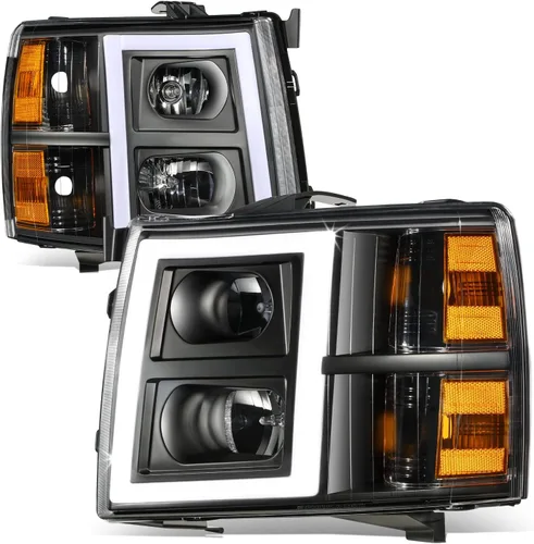 Miniatura 13 de DNA MOTORING HL-HPL-CSIL07-G2-BK-CL1 - Faro delantero de proyector DRL de doble LED compatible con Chevy Silverado 2007-2014, negro/transparente