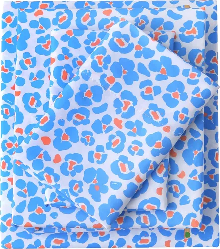 Miniatura 25 de Mooreeke Sábanas de cama Queen con estampado floral, ropa de cama impresa de microfibra suave y fundas de almohada, sábana vintage Queen de bolsillo