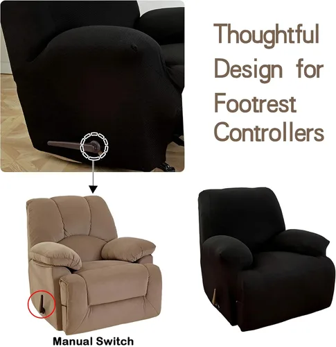 Miniatura 4 de MarCielo Funda elástica para sillón reclinable, 1 pieza, funda para sofá, funda para silla de muebles (negro)