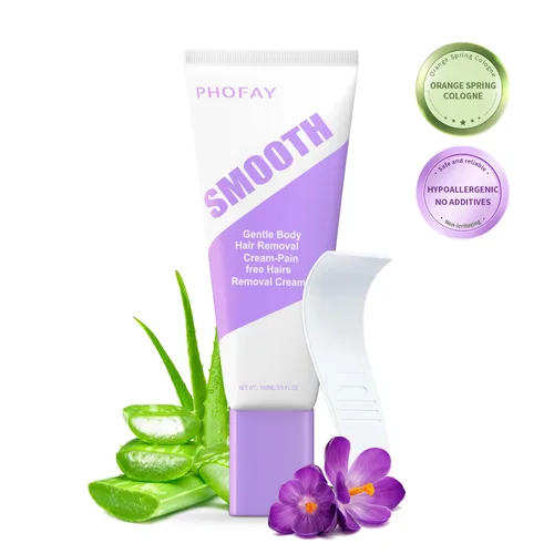Miniatura 9 de PHOFAY Crema depilatoria para hombres y mujeres, piel sensible, de acción rápida, recomendada por dermatólogos, con aloe y ácido hialurónico