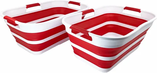 SAMMART Cesta plegable de plástico de 21 litros (5.5 galones), contenedor de almacenamiento plegable y organizador, tina de lavado portátil, cesta