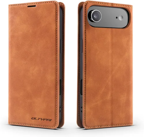 Miniatura 48 de QLTYPRI Funda para iPhone Air, Funda de piel sintética premium TPU parachoques con tarjetero Kickstand adsorción magnética oculta a prueba de golpes