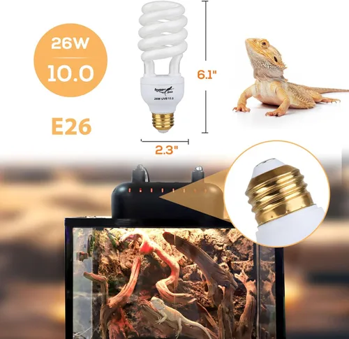 Miniatura 5 de Bombilla UVB para reptiles, 10.0 26 W UVB para reptiles, Hygger zoo UVA UVB para reptiles, bombilla UVB para reptiles, bombilla UVB para dragón