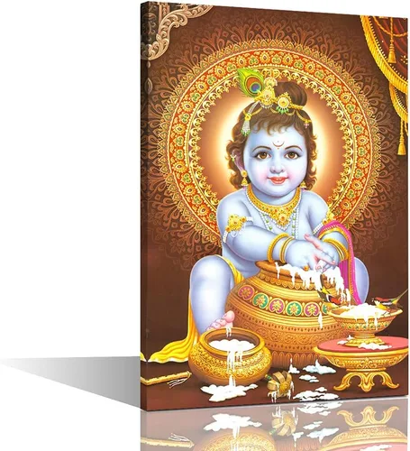 Miniatura 35 de TUMOVO Lord Ganesha - Decoración de pared Ganapati de Deidad india, cuadros impresos en lienzo, pósteres de pintura hinduismo cultural hindú