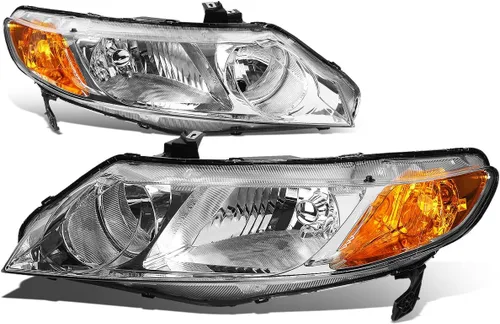 Miniatura 6 de DNA MOTORING Conjunto de faros delanteros compatible con Honda Civic 33101SNAA02, 33151SNAA02, HO2503125, HO2503125, HO2502125, negro/ámbar