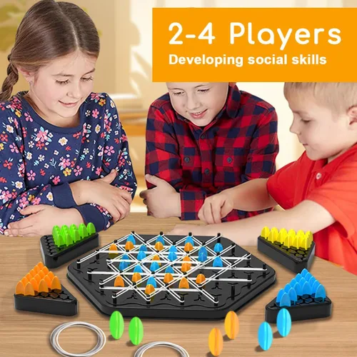 Miniatura 5 de Juego de estrategia de cadena triangular, juegos de rompecabezas de ajedrez geométrico, juego de ajedrez de cadena triangular con banda de goma