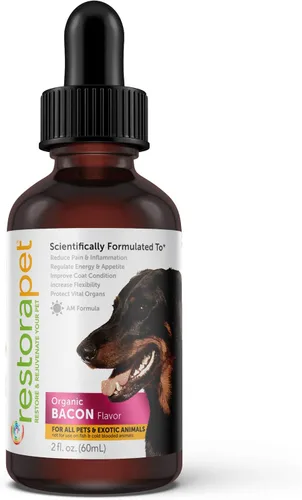 RestoraPet Paquete de 1 multivitamínico líquido de tocino para perros y gatos | Alivio del dolor de la artritis del perro | Vitaminas de cadera y