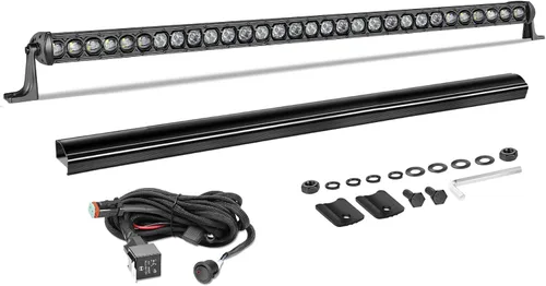 Miniatura 22 de Barra de luz LED de 30 pulgadas de fila única de 168 W, kit de luz LED delgado con arnés de cableado, cubierta negra, combo de haz puntual y amplio