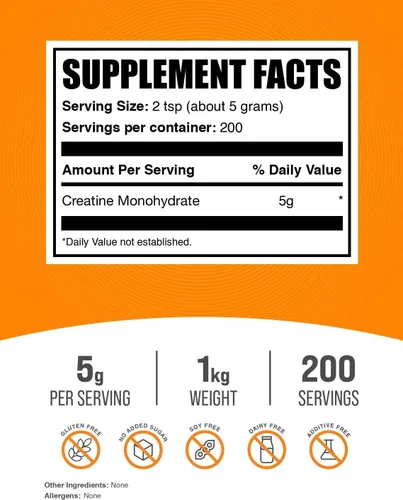 Miniatura 2 de Polvo micronizado de creatina monohidrato de BulkSupplements, 99,99% fórmula pura de alto rendimiento, pre/posentrenamiento, musculación/crossfit