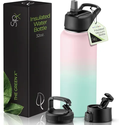 Miniatura 60 de SIPX™ Botella de Agua Aislada de 18 oz con 3 Tapas – Acero Inoxidable a Prueba de Fugas, Triple Aislamiento – Frío 24 Horas/Caliente 12 Horas