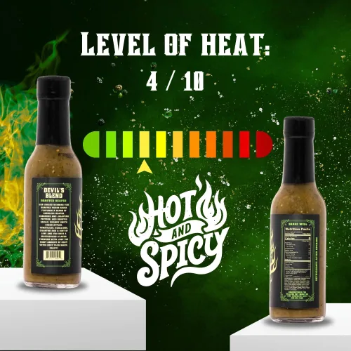 Miniatura 3 de Hellfire Hot Sauce Devil's Blend - Salsa Verde Gourmet picante picante de Carolina Reaper asada al fuego, presentada en el programa de televisión