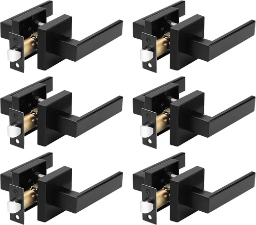 Miniatura 10 de Probrico - Juego de 5 manijas de puerta de paso resistentes para armarios y pasillos, juego de manijas de puerta sin llave de diseño cuadrado Oil