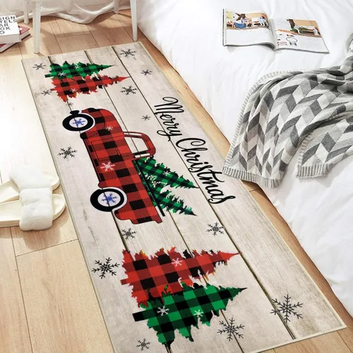 Miniatura 6 de Pauwer Alfombra Pasillo de Navidad 2x6 pies, Alfombra de Pasillo Antideslizante para Área, Alfombra de Cocina Lavable Estilo Granja, Alfombra
