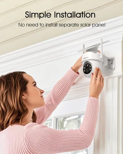Miniatura 2 de ANRAN Cámaras de seguridad solares inalámbricas para exteriores, cámaras 2K para seguridad del hogar con panel solar fijo, PTZ de 360°