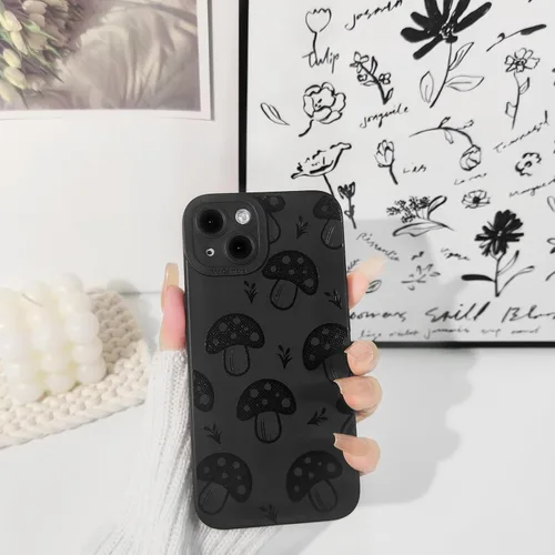 Miniatura 3 de Lovmooful Funda compatible con iPhone 13, bonito diseño de hongos negros para niñas y mujeres, TPU suave a prueba de golpes, protector femenino