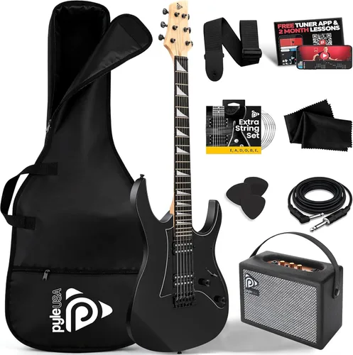 Miniatura 9 de Pyle Heavy Metal EG Fire Guitarra Eléctrica de Metal con Kit de Amplificador, Instrumento de Tamaño Completo con Amplificador de Práctica