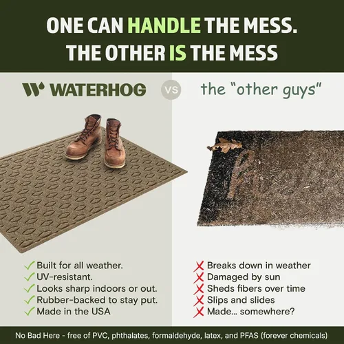 Miniatura 5 de Bungalow Flooring Waterhog - Tapete para puerta, de 3 x 5 pies, fabricado en Estados Unidos, duradero y decorativo, antideslizante, caqui/camel