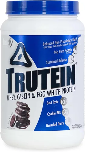 Miniatura 35 de Body Nutrition Trutein Polvo de Proteína Alto: 45% Suero, 45% Caseína, 10% Clara de Huevo, Sin Gluten, Bajo en Sodio, Polvo de Proteína de Suero