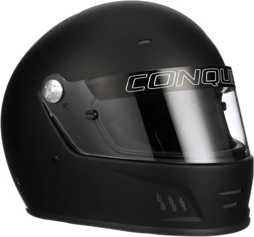 Conquer Snell SA2020 Aprobado Casco de Carreras de Auto de Cara Completa - Adulto | Hombres | Mujeres | Jóvenes - (Negro / Blanco / Plata)