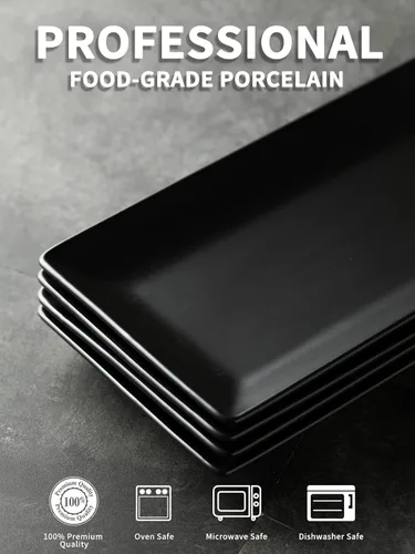 Miniatura 2 de LAUCHUH Bandejas para Servir, Bandeja de Porcelana de 10" Platos de Sushi Bandejas Rectangulares para Navidad, Acción de Gracias, Sushi, Pasteles