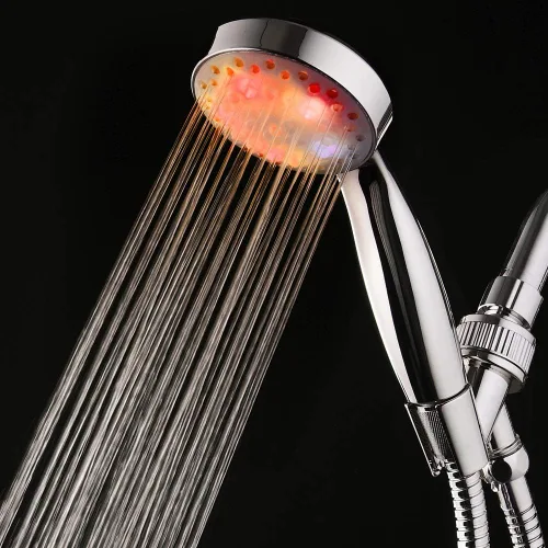 Miniatura 3 de Cabezal de ducha LED KAIREY con mango 7 colores que cambian automáticamente, luz de ducha que se enciende con mango pulido cromado con manguera