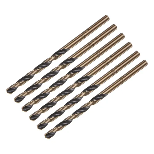 uxcell 6 brocas Jobber de 0.118 in de nitruro negro y oro recubierto de titanio 4341 de alta velocidad (HSS) Brocas helicoidales de punto dividido