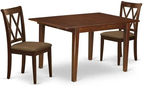 East West Furniture MLCL3-MAH-C - Juego de muebles de comedor de 3 piezas que contiene una mesa rectangular de madera con hoja de mariposa y 2