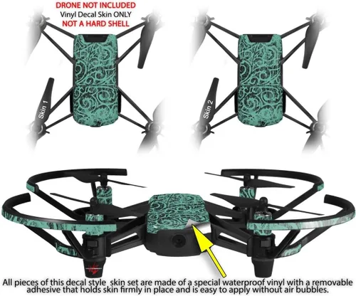 Miniatura 2 de Skin Wrap 2 Pack para DJI Ryze Tello Drone carpeta garabatos mar verde Drone No Incluidas