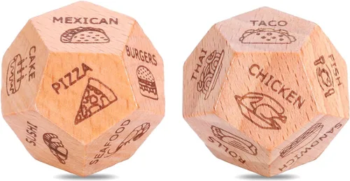 Miniatura 12 de Dados de madera para decisiones de alimentos para mujeres y hombres, regalos de cumpleaños de aniversario para novio, novia, dados divertidos