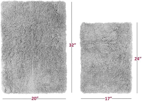 Miniatura 3 de 3 alfombras de baño ultra suaves y bonitas, tamaños 17 x 24/20 x 32/20 x 24 pulgadas, tacto suave, súper lujoso, grueso, extra fresco, plateado