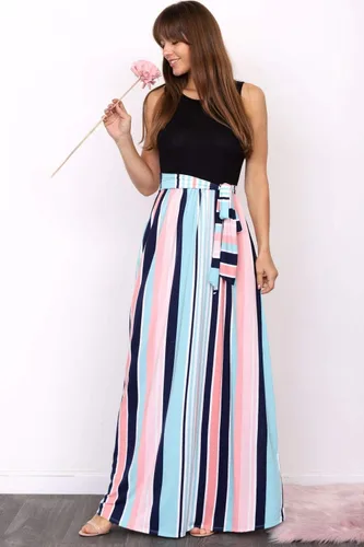 Miniatura 2 de Eloges - Vestido largo sin mangas con faja en contraste para mujer S-3X Plus