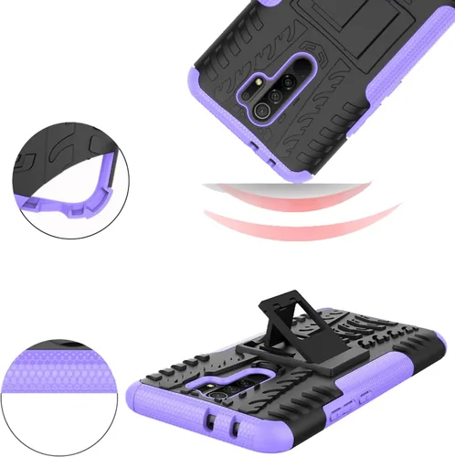 Miniatura 7 de Asuwish Funda de teléfono para Xiaomi Redmi 9 con protector de pantalla de vidrio templado y soporte delgado, híbrida, resistente, funda protectora