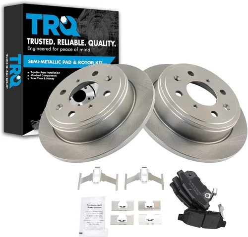 Miniatura 91 de TRQ Juego de pastillas de freno semimetálicas traseras y rotores compatibles con Chevrolet Trailblazer 02-06 Trailblazer EXT 04-06 SSR 02-07 GMC