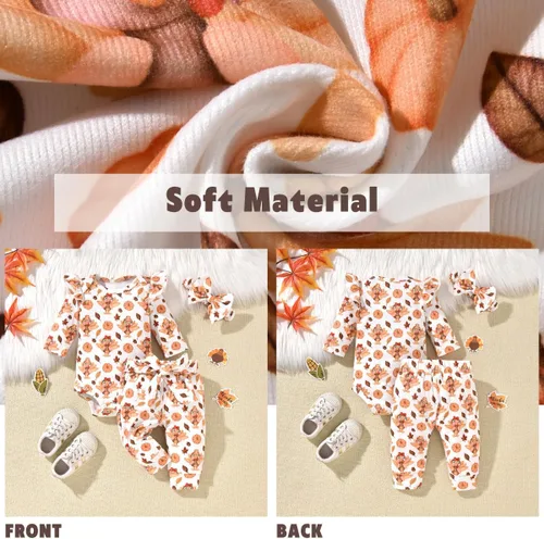 Miniatura 102 de Aalizzwell Conjunto de mameluco acanalado para bebé recién nacido prematuro para otoño e invierno